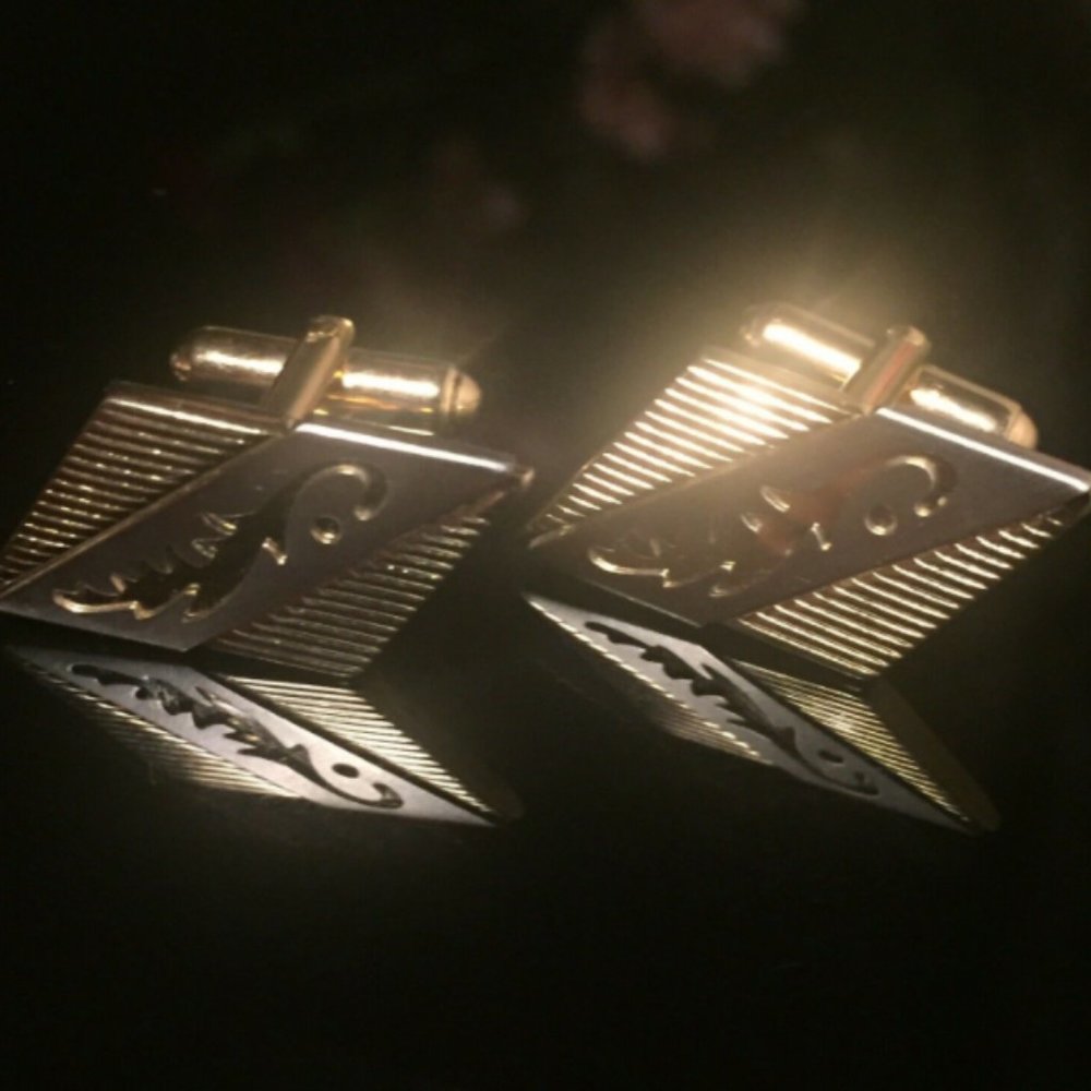 Art Deco Design Cufflinks Gold/ Silver